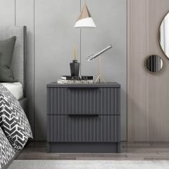 Kale Plus Nightstand 2 Drawers Anthracite Membrane Lined