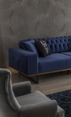 Kael Triple Sofa Navy Blue