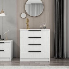 Kale Dresser 4 Drawers Striped Membrane White