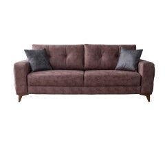 Oak Triple Sofa Fuchsia