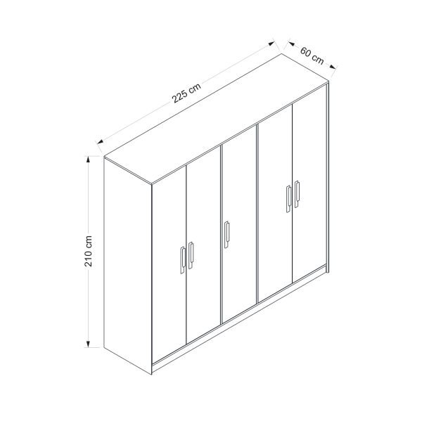 Mitra 5 Kapaklı Dolap - Beyaz/Artisan